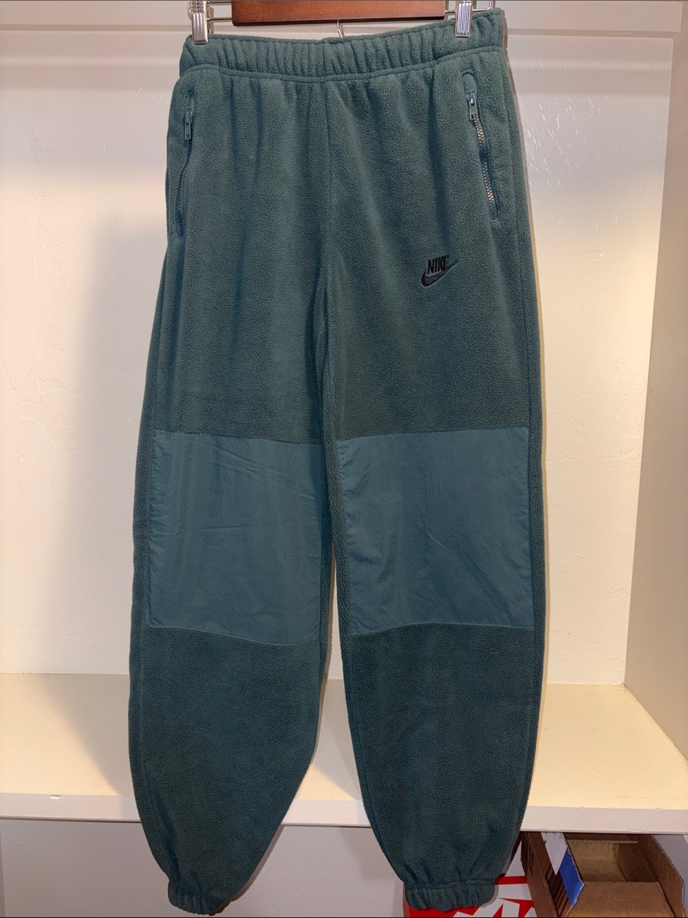 Nike Teal Green Fleece Track Pants with Knee Panels